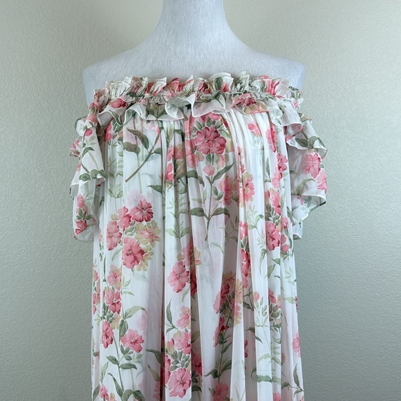 Needle & Thread Summer Posy Aria Chiffon Off-Shoulder Ankle Gown Size 4 - Picture 3 of 12